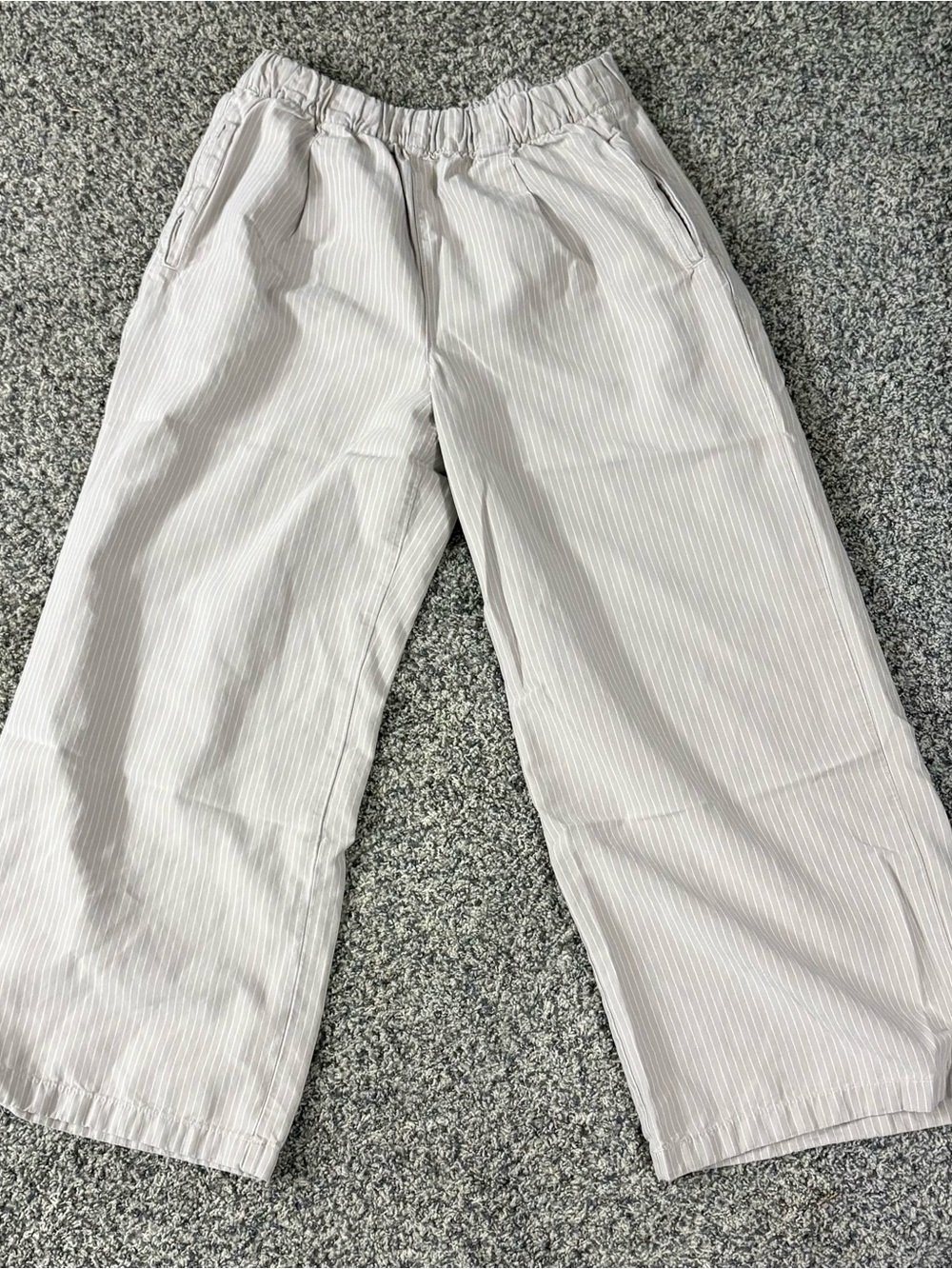 Aerie Women's Wide-Leg Pinstripe Pants - Light Beige & White